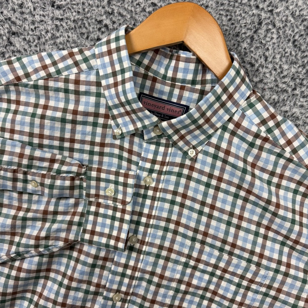 Vineyard Vines Murray Shirt Mens XL Blue Plaid Button Up Long Sleeve Preppy